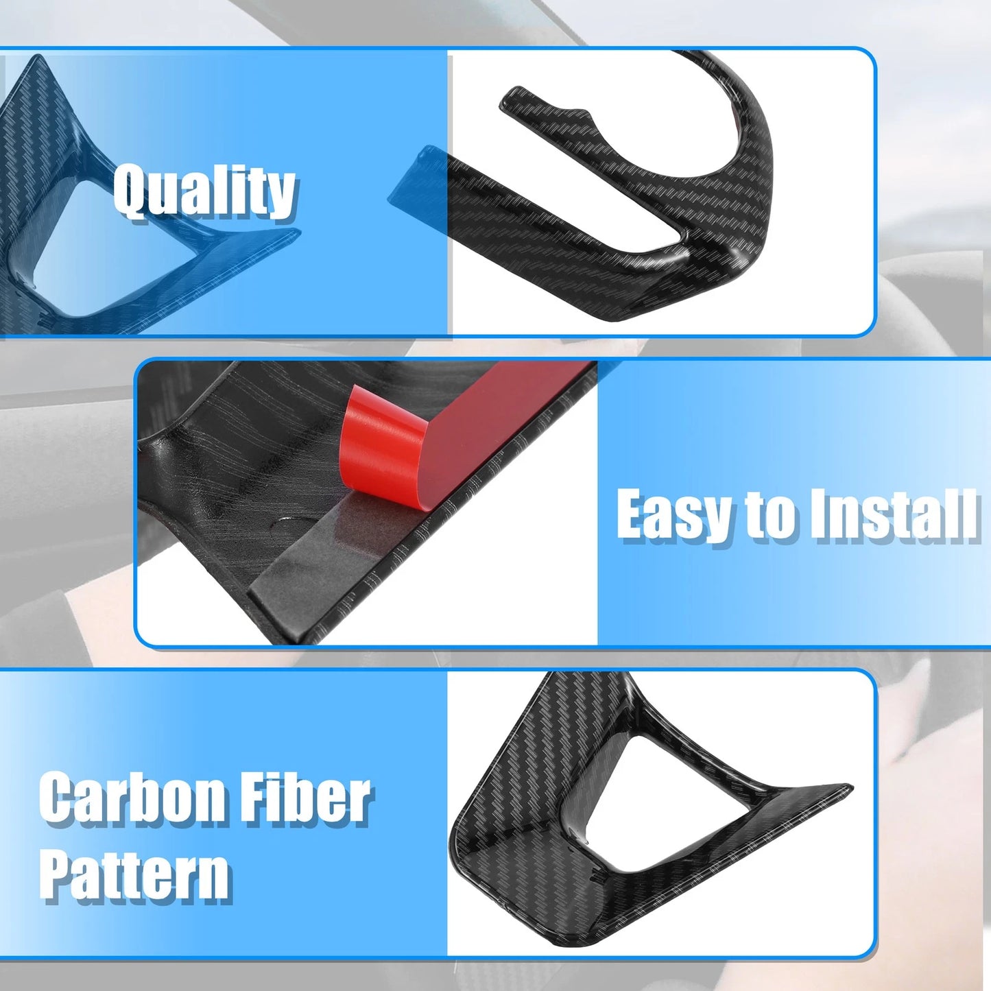3 x Carbon Fiber Steering Wheel Cover Trim for Toyota Corolla