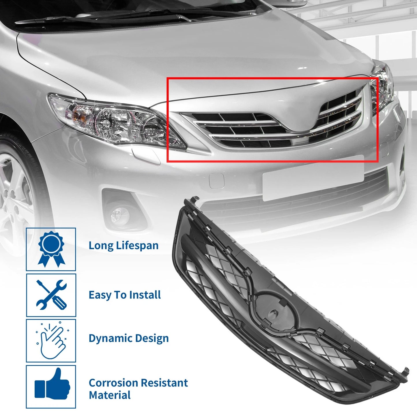 Black Front Hood Bumper Grille for Toyota Corolla (2010)