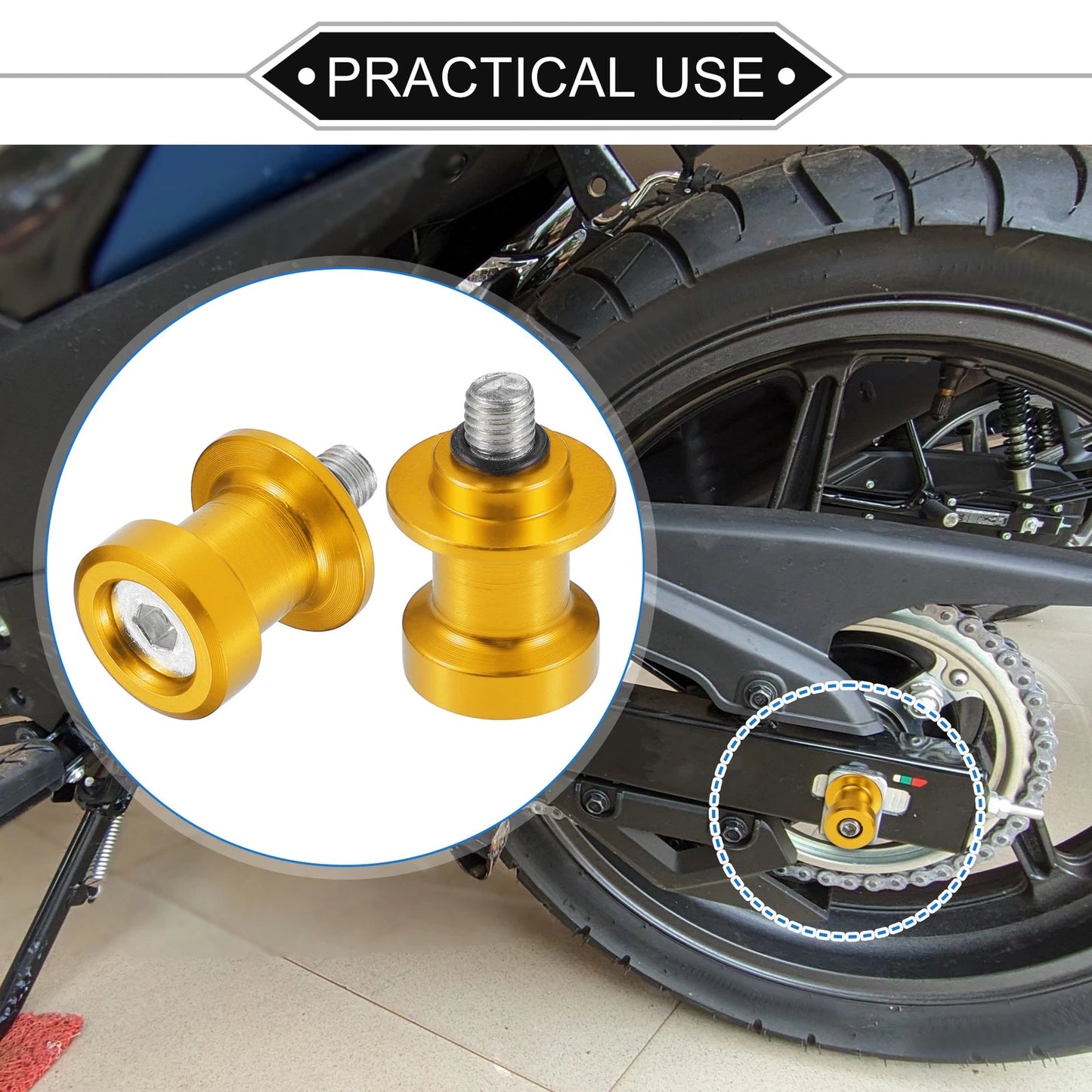 2 x Swingarm Spool 8mm CNC Spool Slider Stand Gold Tone for Motorbike