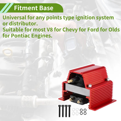 High Output V8 Ignition Coil for Chevy Ford Olds Pontiac Red