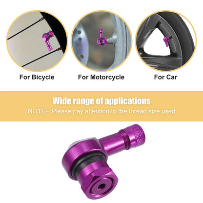 Pair 11.3mm Purple 90 Degree Vacuum Tire Valve Stems Caps for Motorcycle