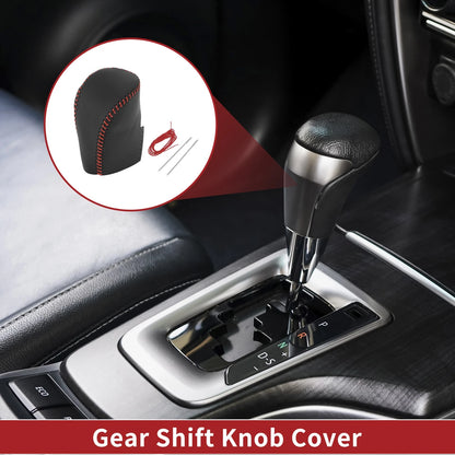 Car Gear Shift Knob Cover for Honda HR-V 2023-2024 Black Red Faux Leather