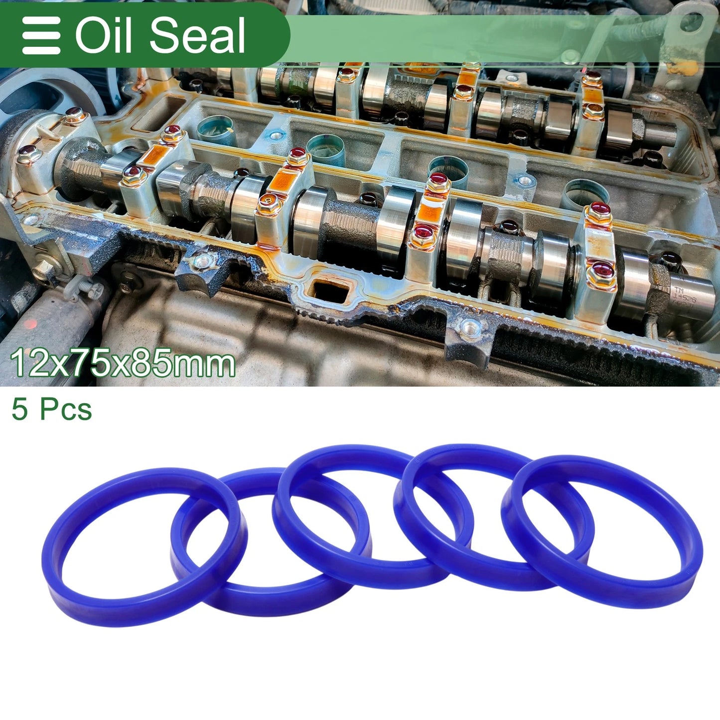 Oil Seal 75x85x12mm TPU High Pressure Blue 5 Pcs