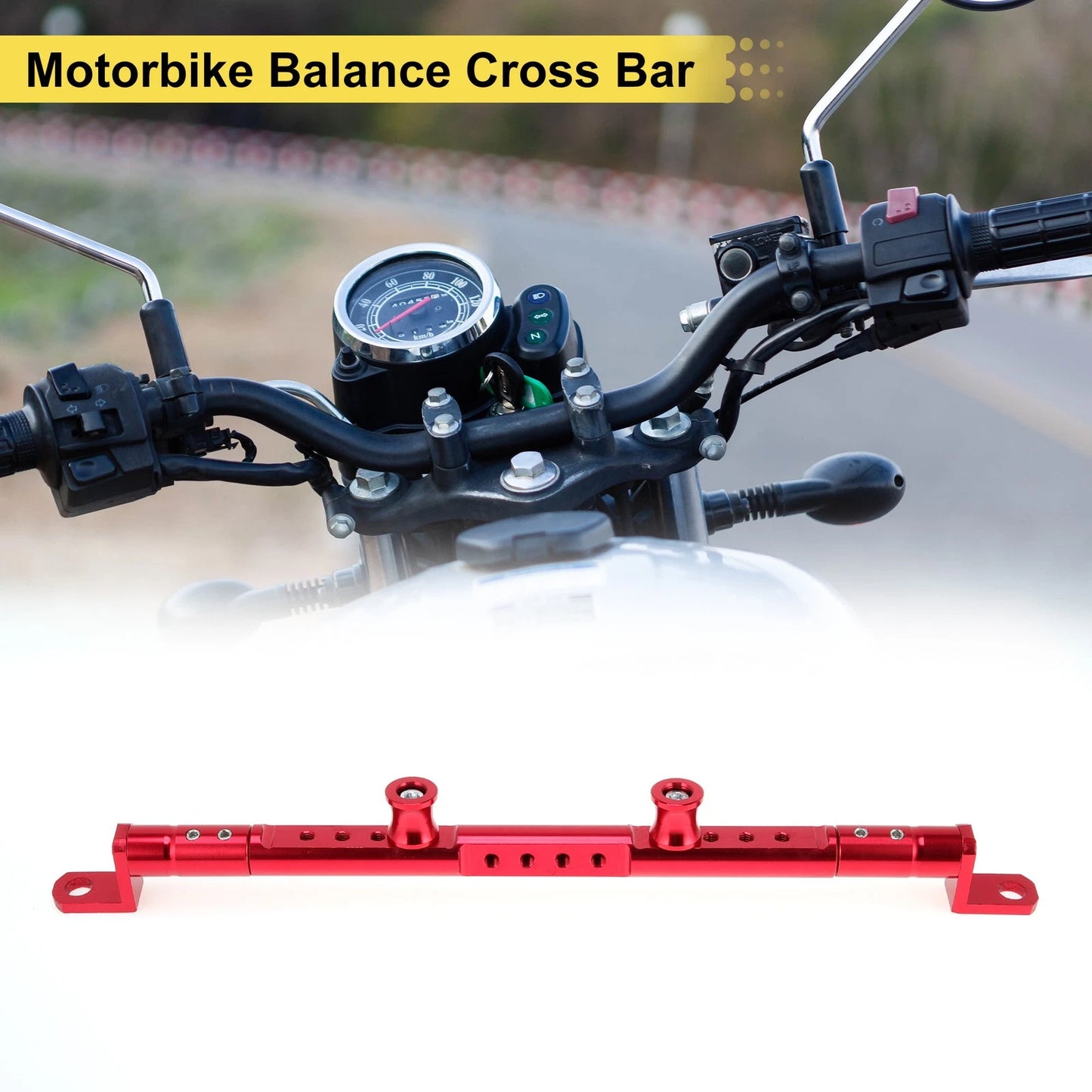 Balance Cross Bar Handlebars 10mm/0.39" Dia Red for Motorcycle