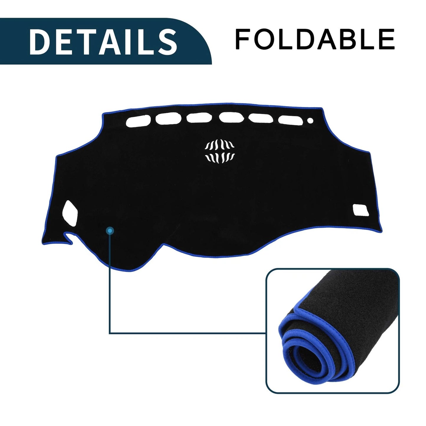 Dashboard Cover Mat for Toyota Vellfire (2008-2015) - Black Blue 1 Set