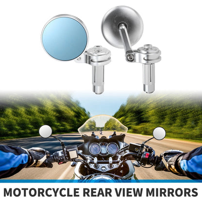 Rear View Mirrors Round Chrome Silver Tone Aluminum Alloy for M6