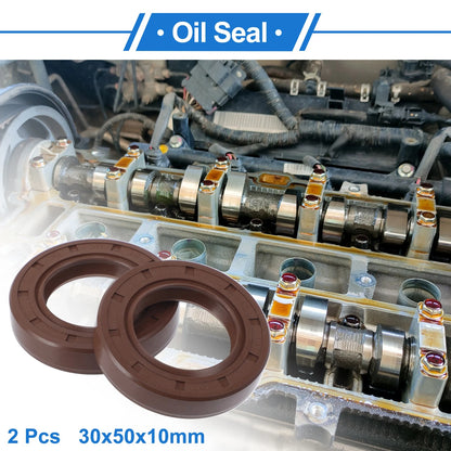 Oil Seal 30x50x10mm Rotary Shaft Seal FKM Rubber Brown 2 x