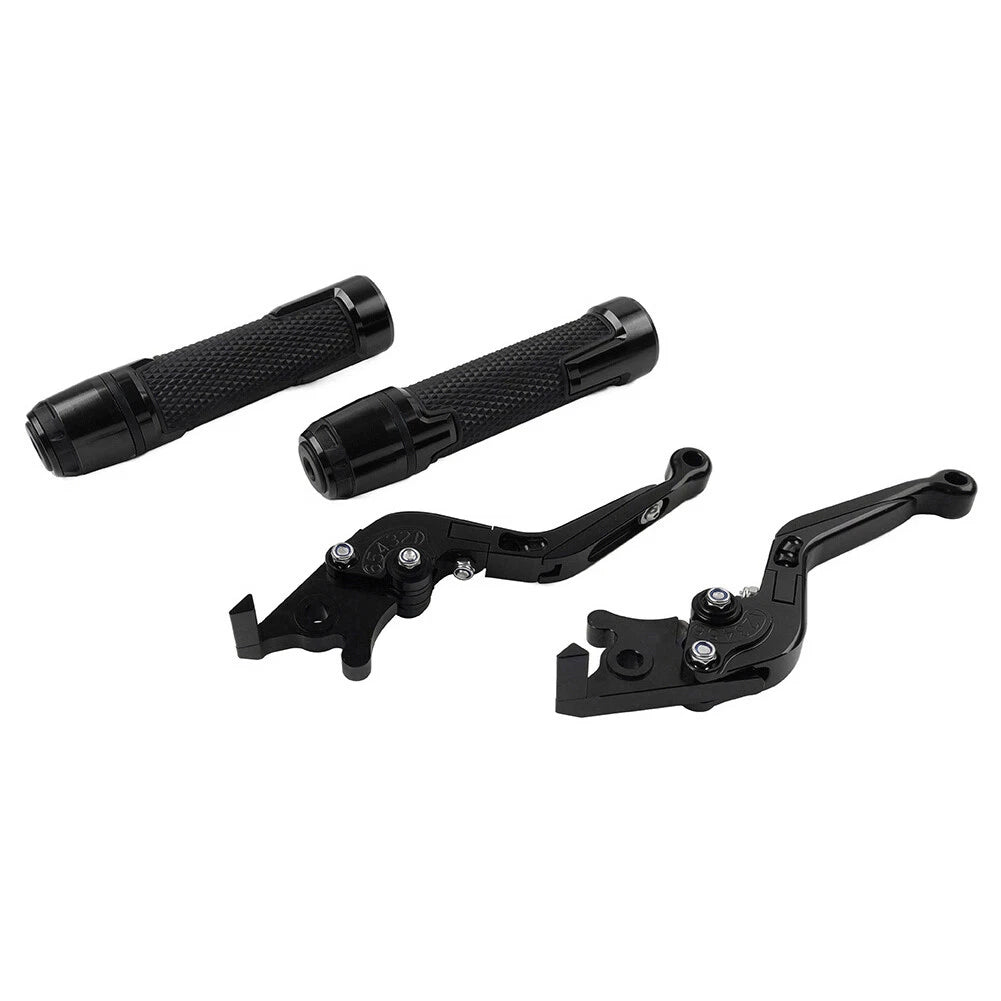 Black Extendable Brake Clutch Levers Grips Set for Kawasaki ZX636R (2003-2006)