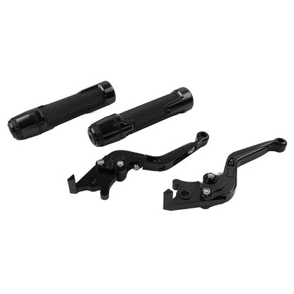 Black Extendable Brake Clutch Levers Grips Set for Kawasaki ZX636R (2003-2006)
