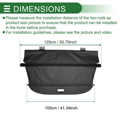 Retractable Cargo Cover for Peugeot 5008 (2017-2021) Aluminum Alloy Canvas