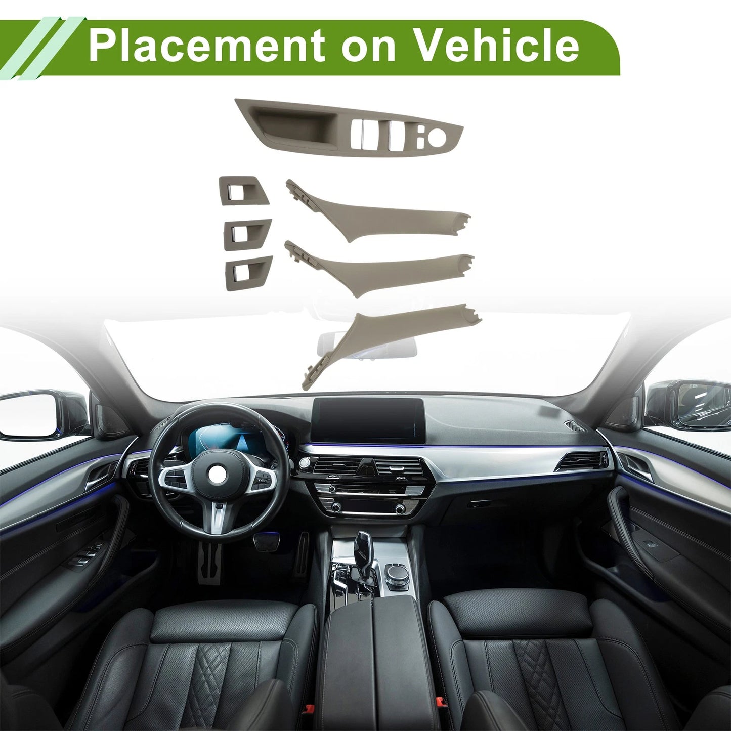 7 Pcs Front Left Window Switch Bezel Cover for BMW 5 Series (2010-2016)