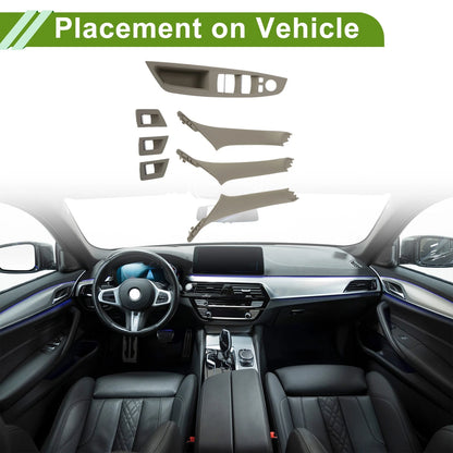 7 Pcs Front Left Window Switch Bezel Cover for BMW 5 Series (2010-2016)