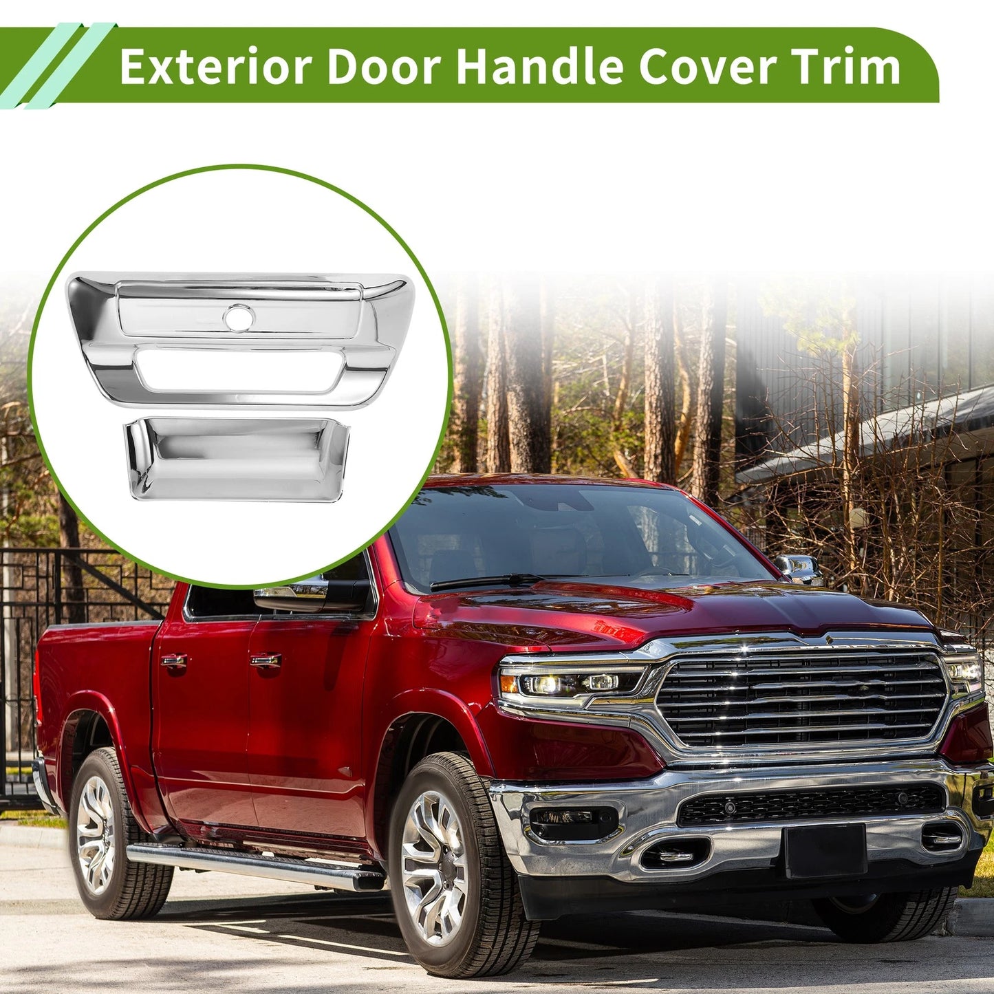 Door Handle Cover Trim Tailgate for Dodge Ram 1500 2500 3500 (2019-2025)