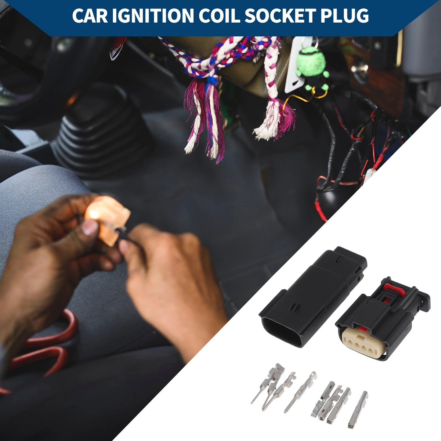 Ignition Coil Socket Plug for Buick Verano GS 2012-2017 - 1 Set Black Plastic