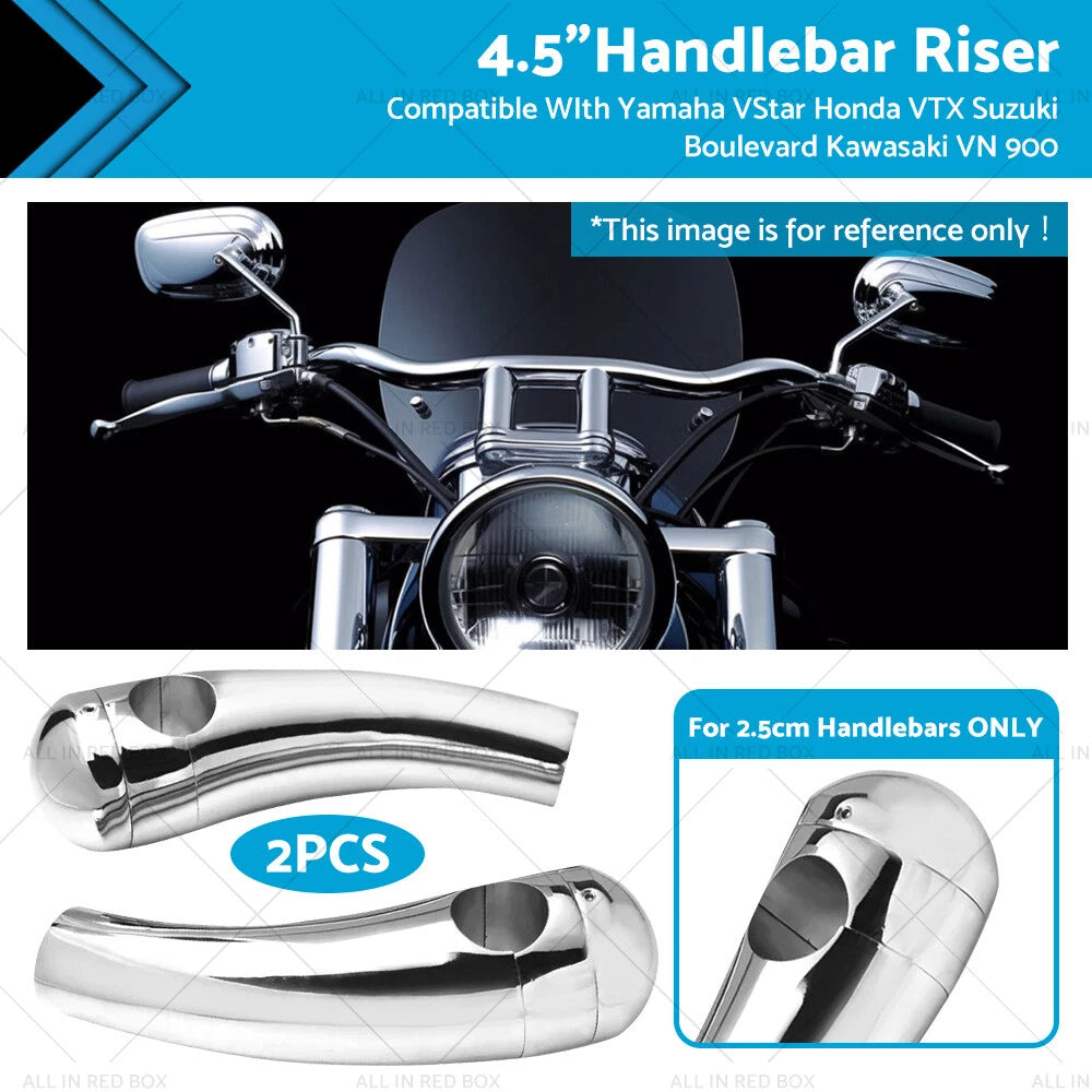 4.5" Handlebar Risers for Yamaha VStar, Honda, Suzuki Boulevard, Kawasaki