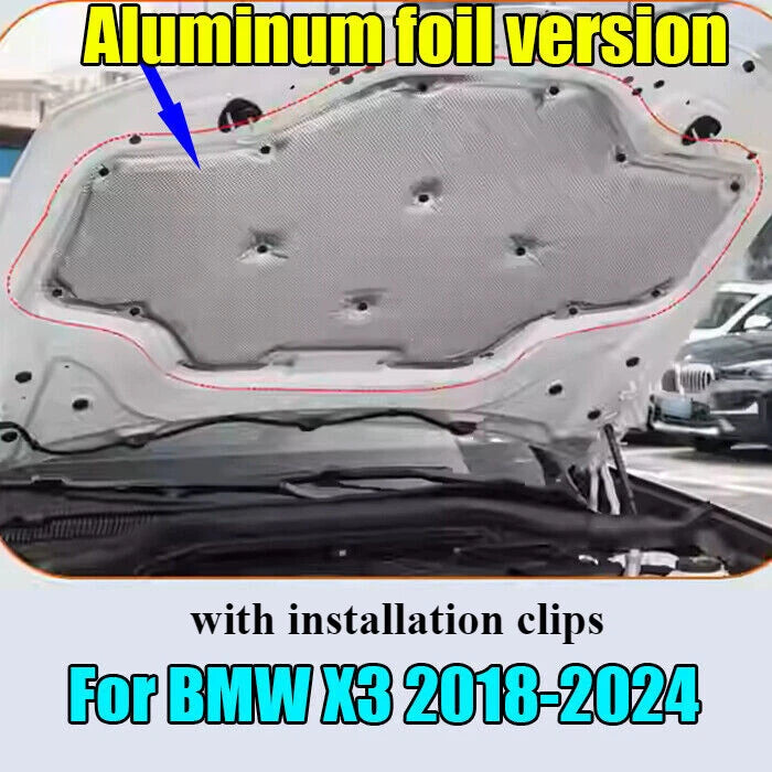 Front Sound Heat Shield Hood Insulation Pad Liner Cover for BMW X3 (2018-2024)