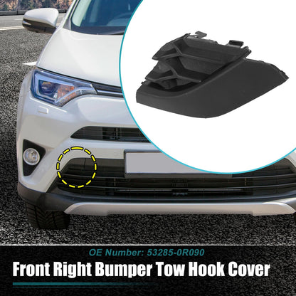 Unpainted Black Front Right Bumper Tow Hook Cover for Toyota RAV4 (2016-2018)