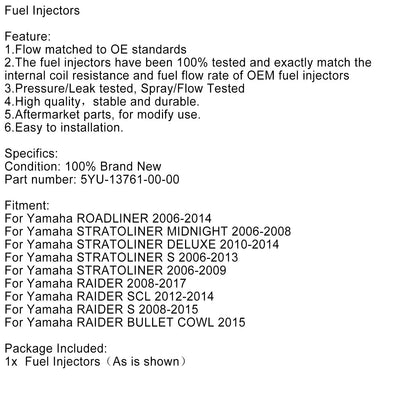 Fuel Injectors for Yamaha Stratoliner Raider Roadliner (2006-2017)