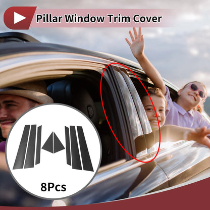 8 Pcs Car Door Pillar Window Trim for Kia Niro (2017-2020) Black Carbon Fiber