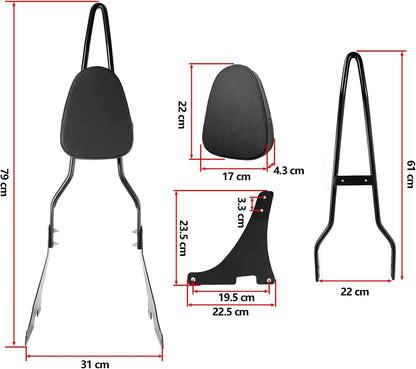 Black Sissy Bar Backrest Pad for Harley Sportster XL 1200 (2004-2016)