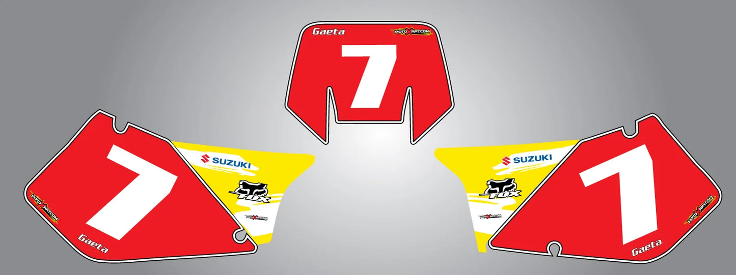 Custom Number Plates for Suzuki RMX 250 (1996-2001) - SAFARI Style Decals