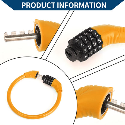 Anti-Theft 4-Digit Mini Bicycle Lock Ring - Orange