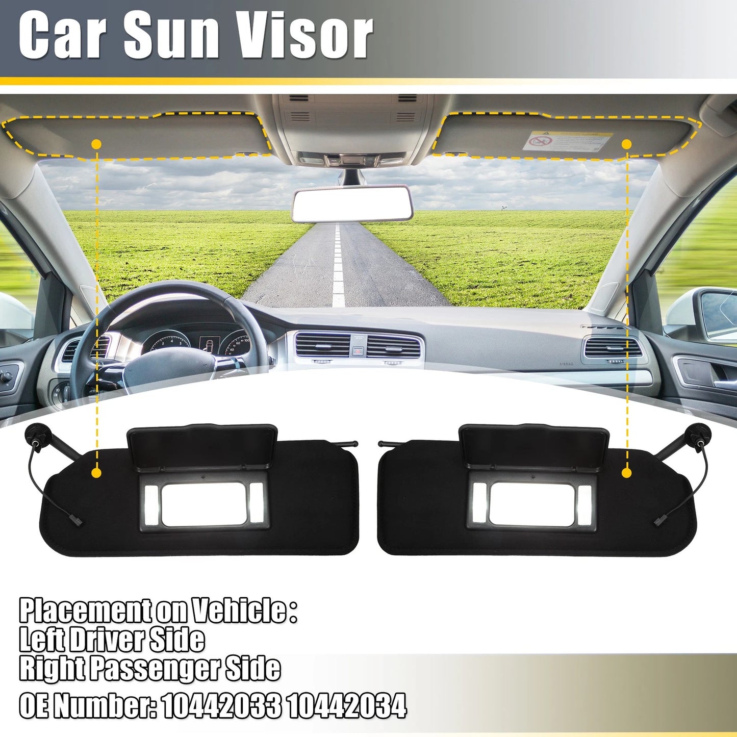 1 Pair Auto Sun Visor with LED Lights for Chevrolet Corvette C5 (1997-2004)