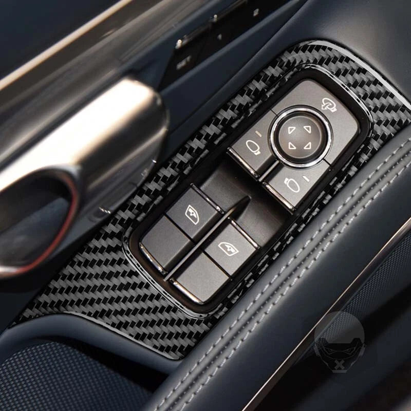 Soft Carbon Fiber Window Swtich Buttons Cover Trim Fit For Porsche 718 2016-2023
