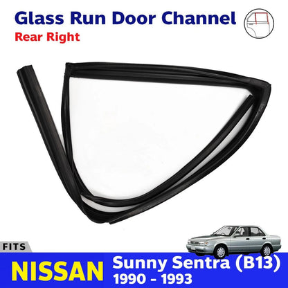 Glass Run Door Channel Rubber RR Fits Nissan Sunny Sentra B13 4D Sedan 90-93 D11