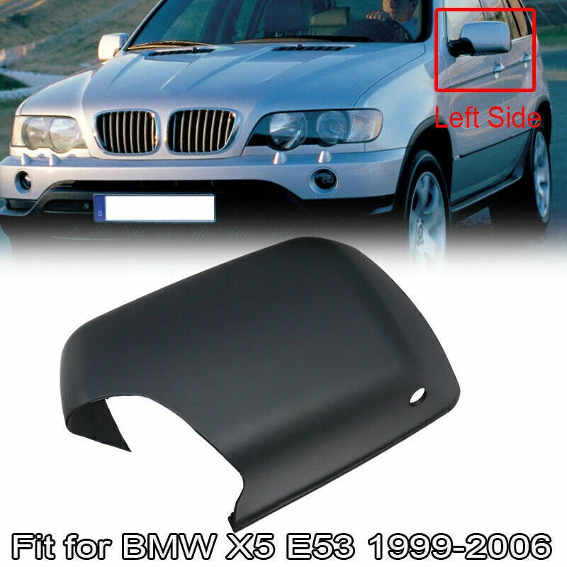 Driver Left Side Door Mirror Cover Matte Black for BMW E53 X5 (2000-2006)