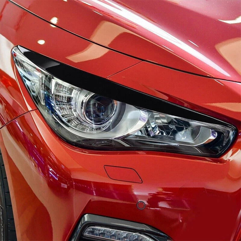 2 x Headlight Eyelid Trim Covers Glossy Black for INFINITI Q50 (2014-2022)