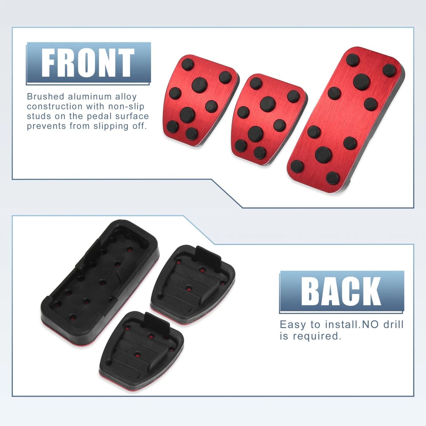 Gas Brake Clutch Pedal Pads Covers for Subaru Impreza Forester (2008-2021)