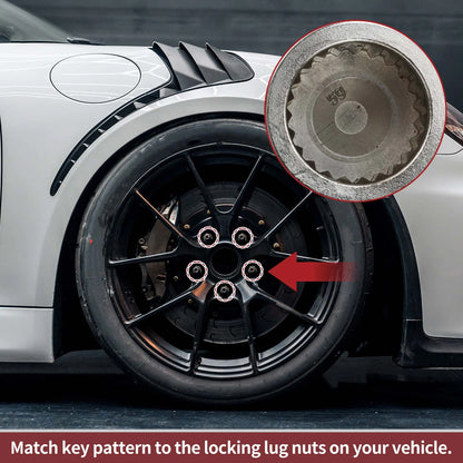 Wheel Lock Lug Nut 23 Teeth Anti-theft Key Socket Set for Porsche Cayenne
