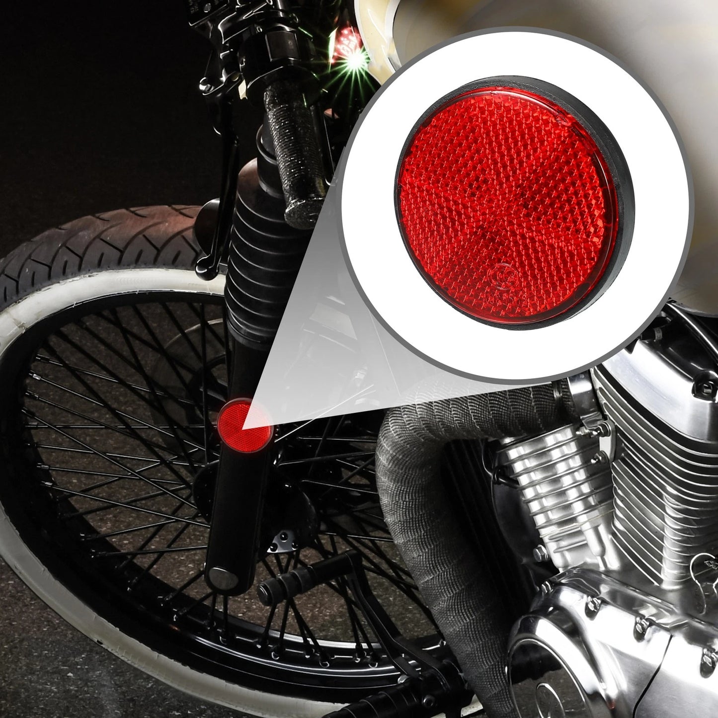 6pcs / 2.20x0.31in / Universal Reflector Round Motorcycle Safety Reflector Red