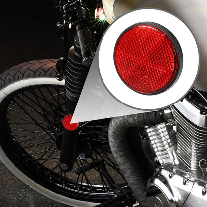 6pcs / 2.20x0.31in / Universal Reflector Round Motorcycle Safety Reflector Red