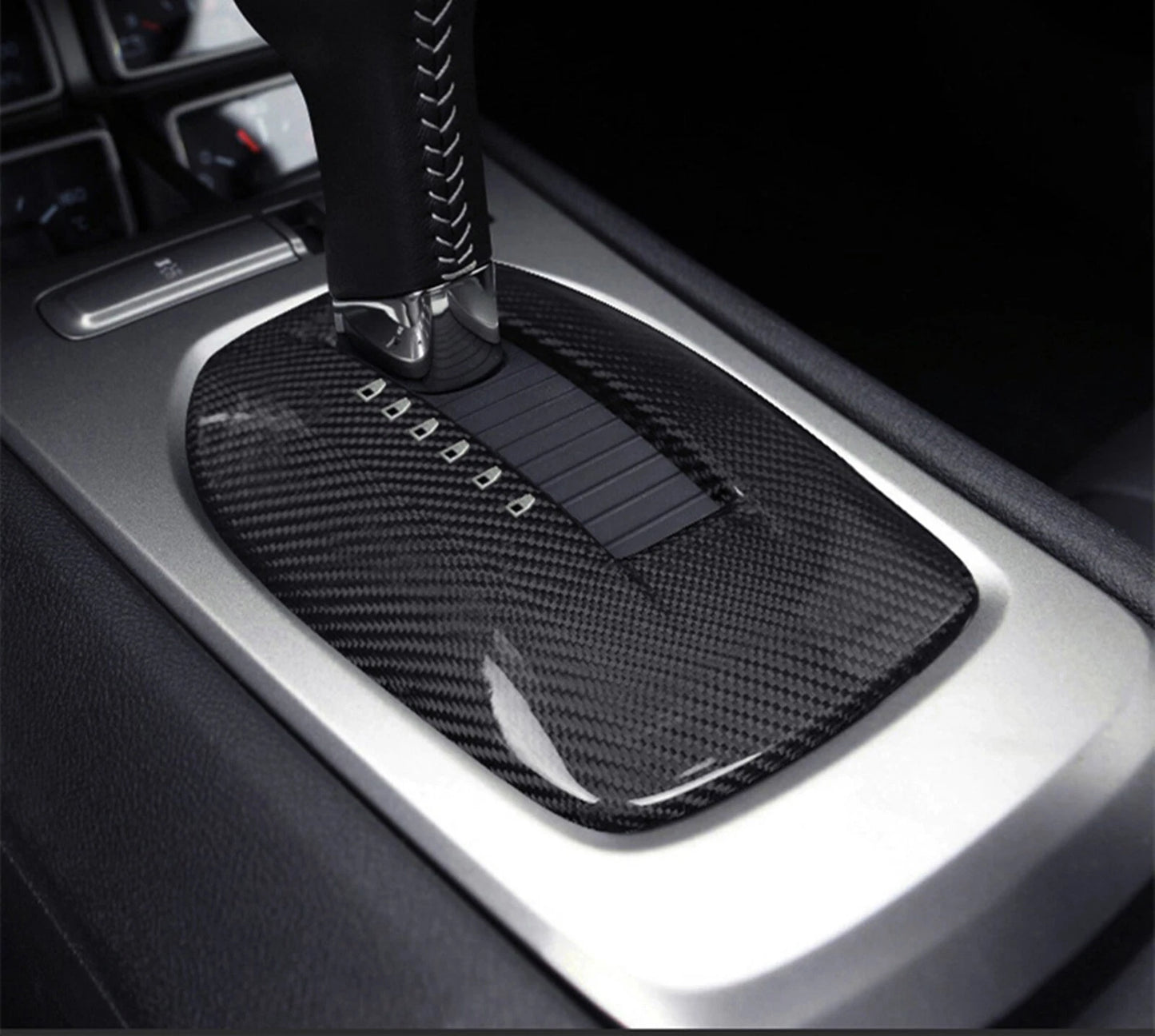 Gear Shift Panel Cover for Chevrolet Camaro (2010-2015) Black Carbon Fiber