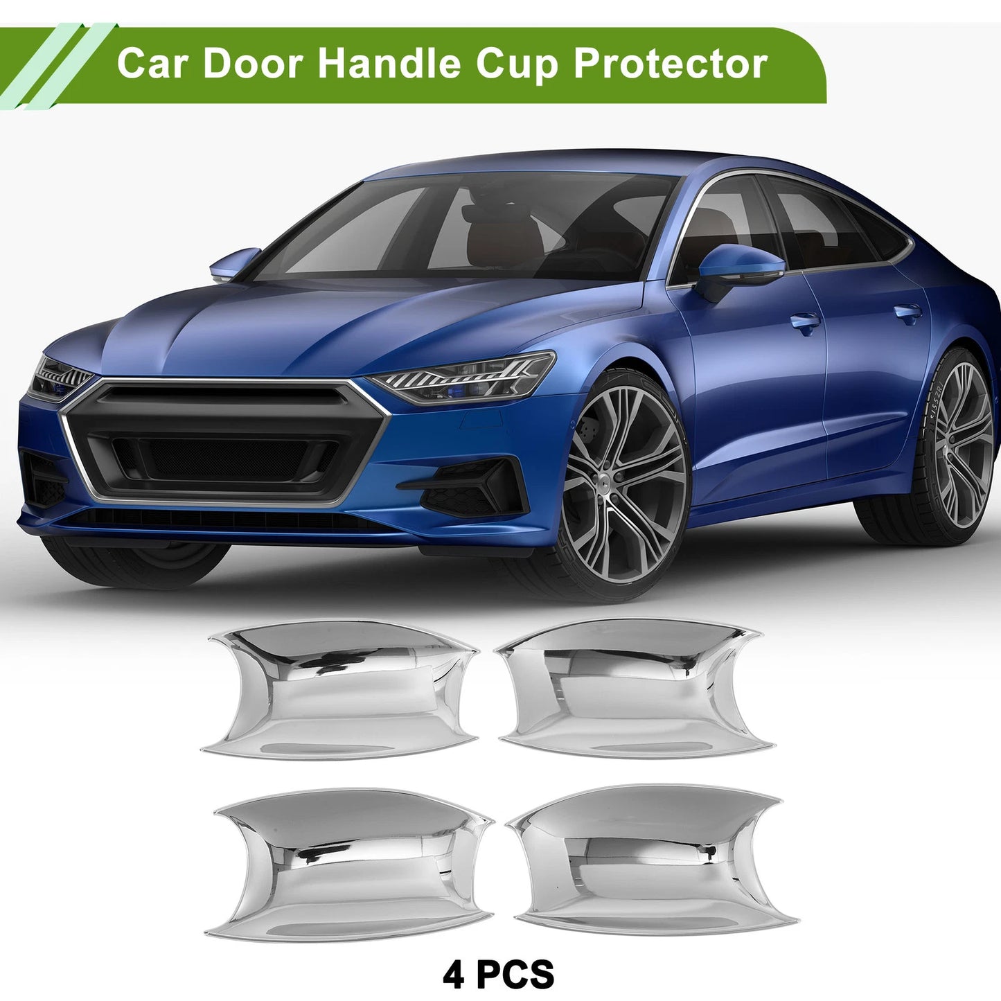 Car Door Handle Cup Protector for Hyundai Fiesta Chrome Silver Tone 4 x Pcs