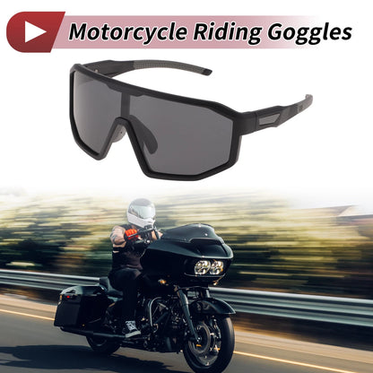 Motorcycle Riding Goggles Black Lens Black Frame Cycling Sunglasses PC UV400