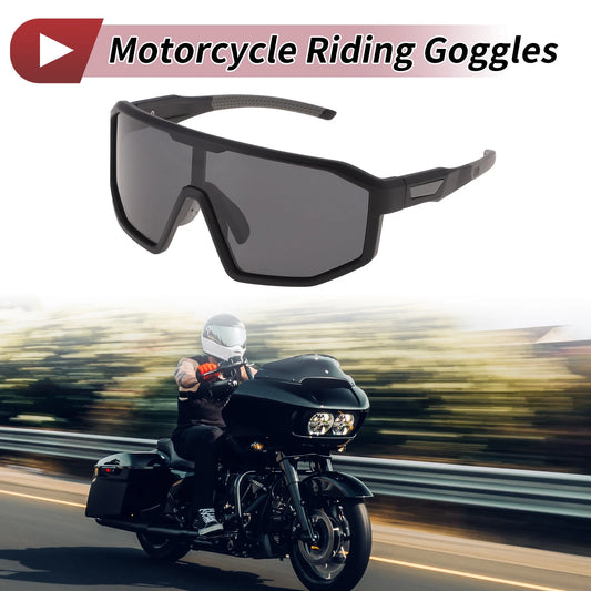 Motorcycle Riding Goggles Black Lens Black Frame Cycling Sunglasses PC UV400