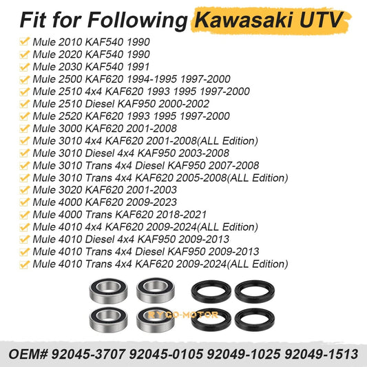 2 x Front Wheel Bearings Seals for Kawasaki Mule