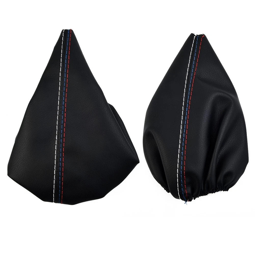 Set Gear Shift Knob and Handbrake Gaiter Black PU Leather for 3 Series E36