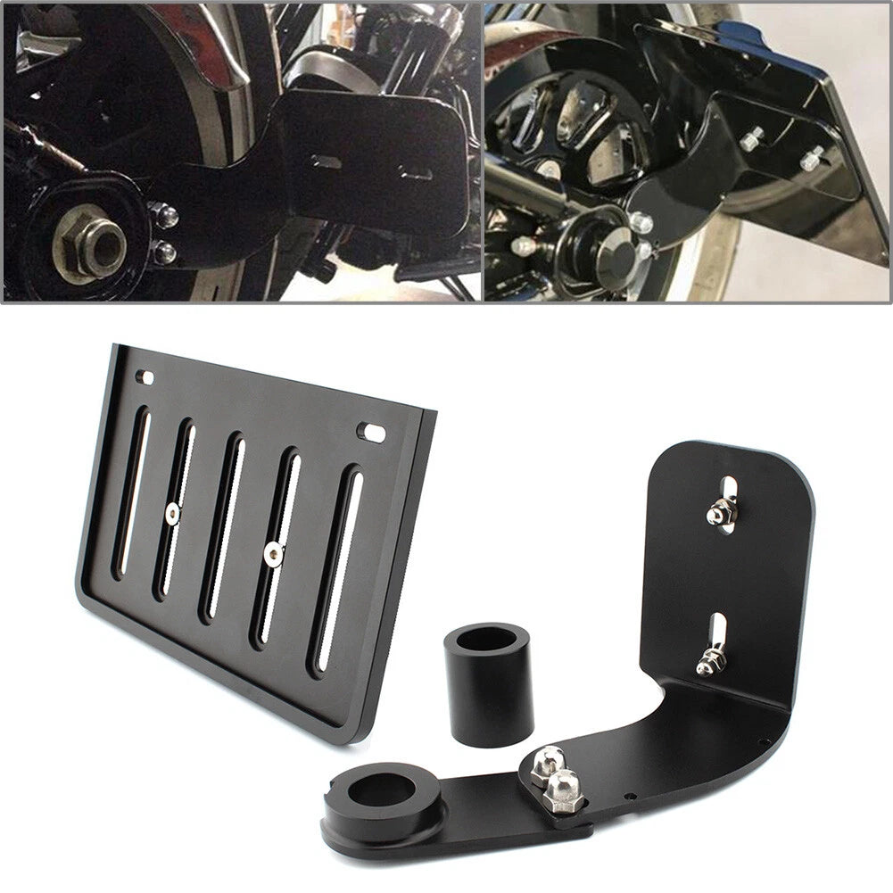 Black Side Mount License Plate Bracket for Harley Softail