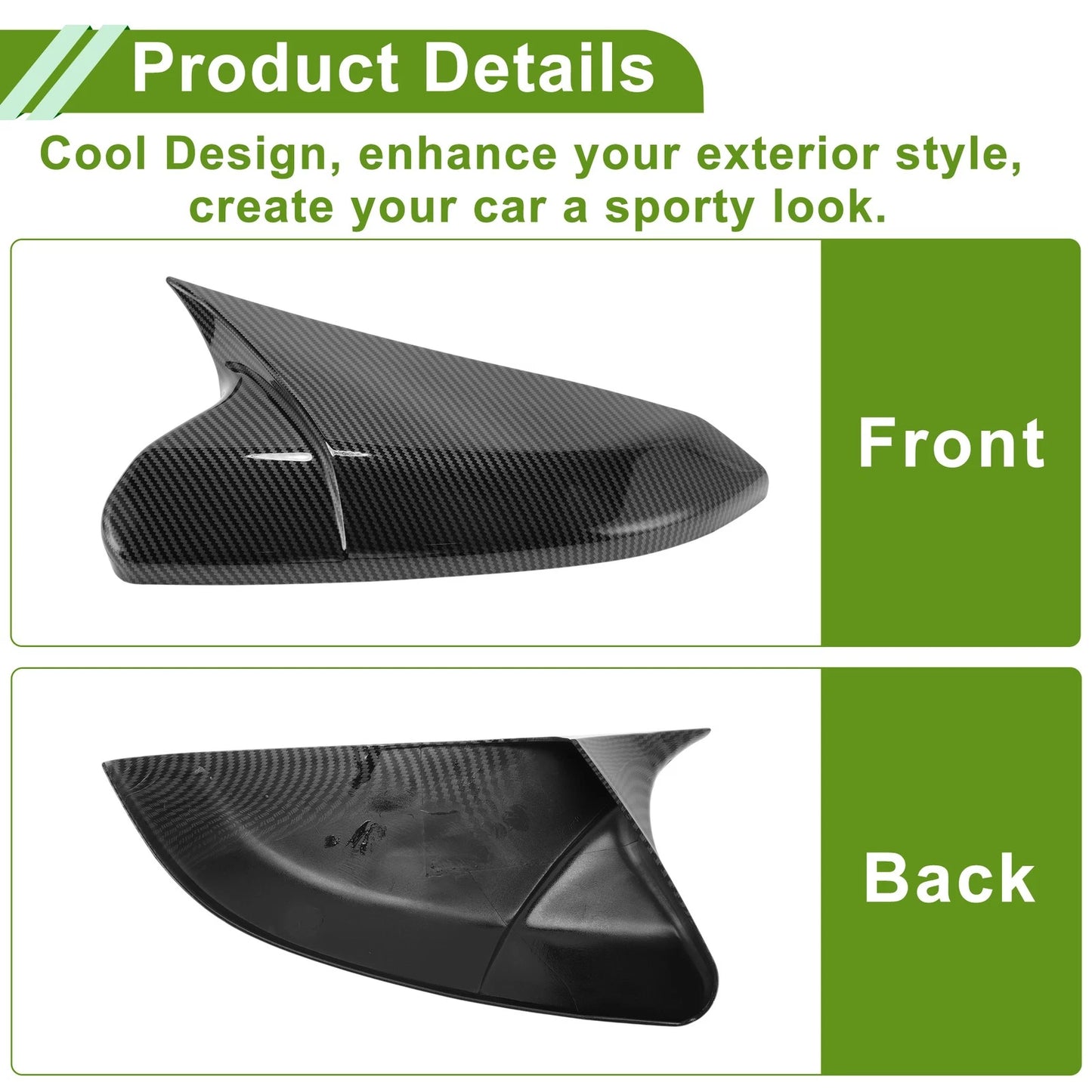Left Right Side Mirror Cover Caps for Honda Civic (2016-2021)