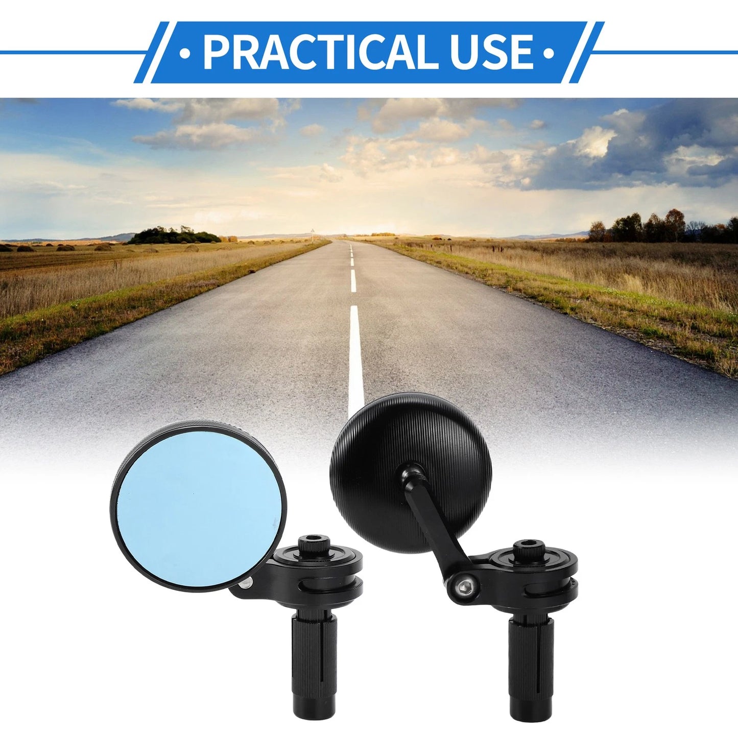 Handlebar Rear View Mirror Round Shape Aluminum Alloy for M6