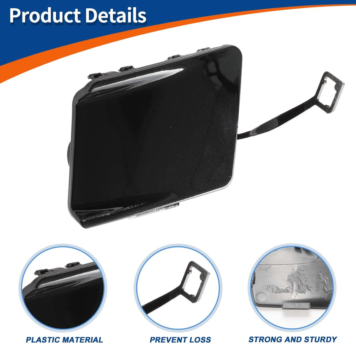 Rear Tow Hook Cover for BMW 5-Series Black Sapphire