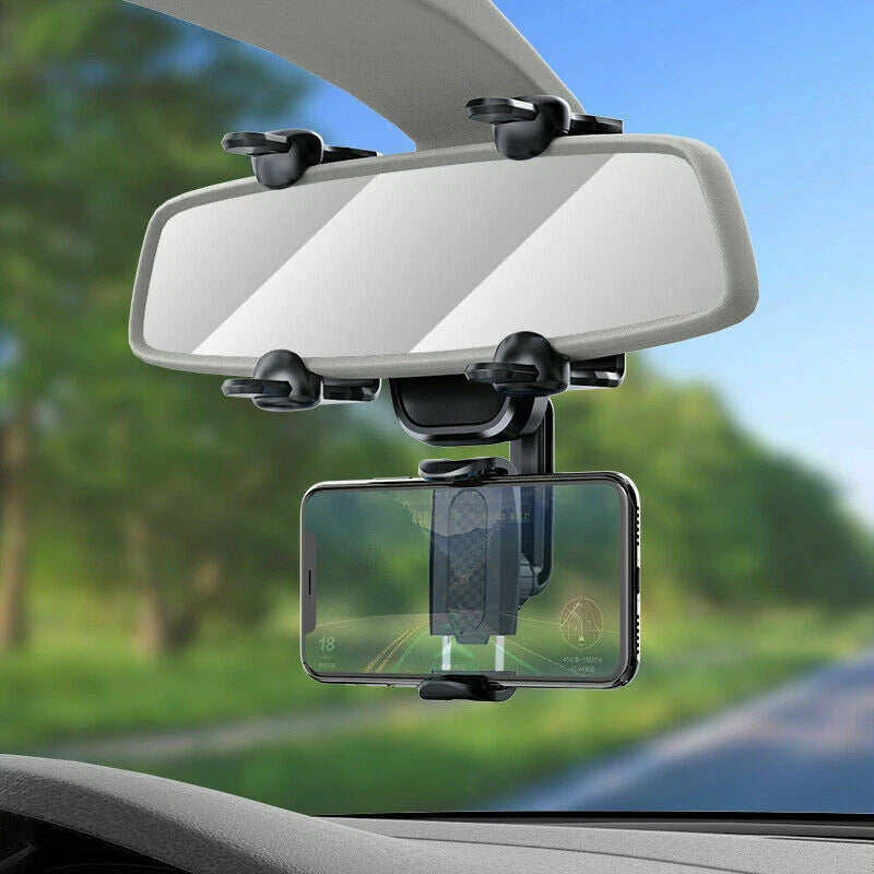 Phone Holder Rear-view Mirror Mount 360° Rotation for Car Truck Smartphone