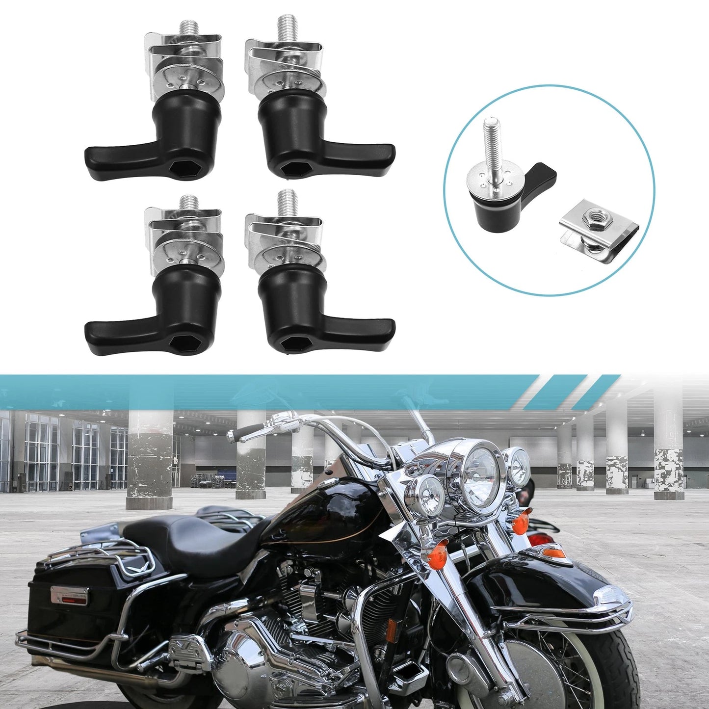 4pcs System Lock Fastener Bolt Nut for Harley Davidson Road King Police