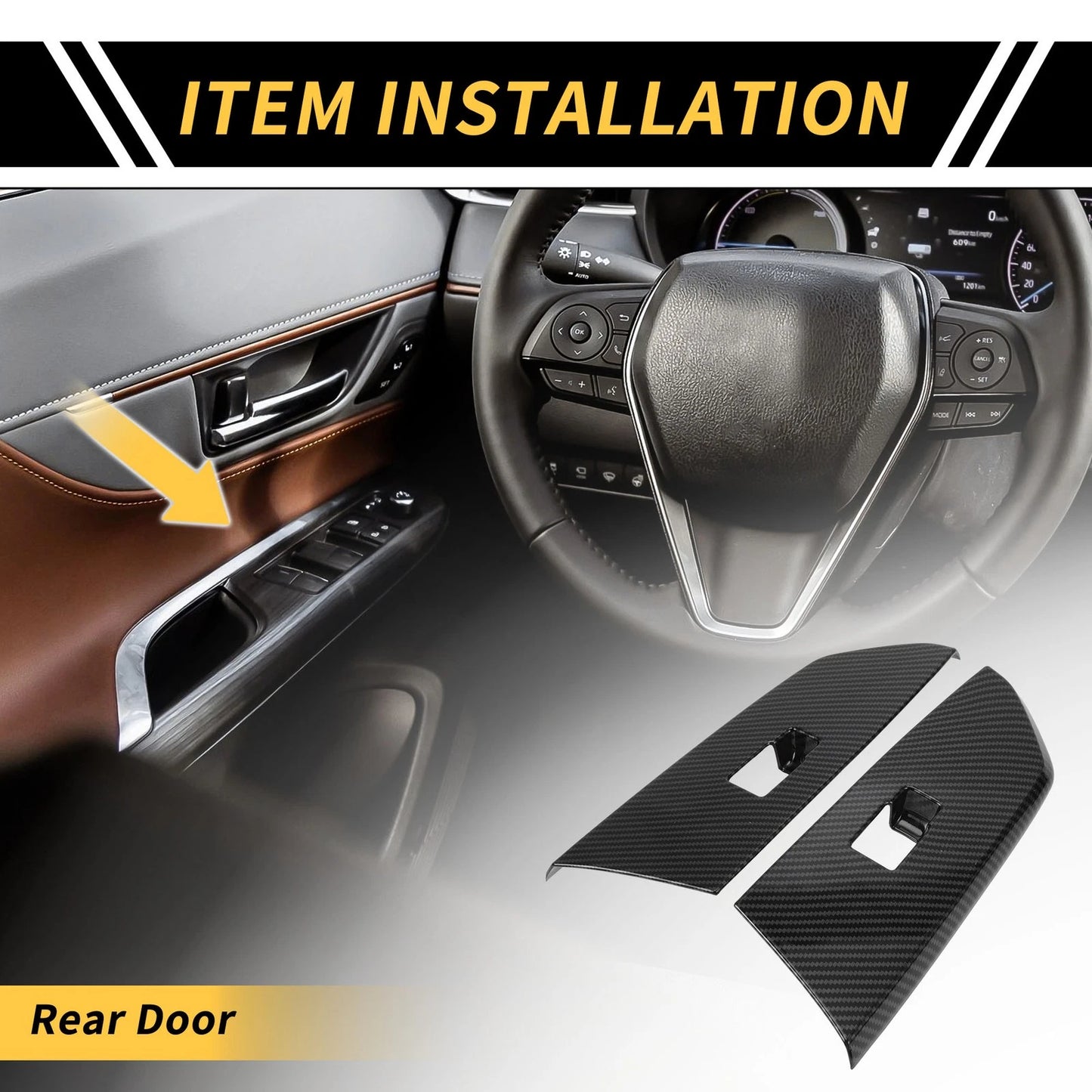 Carbon Fiber Door Window Switch Panel Cover Set for Toyota Tundra (2014–2021)