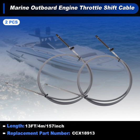 2 x 4m Boat Throttle Shift Control Cable Marine Outboard Remote Cable Grey