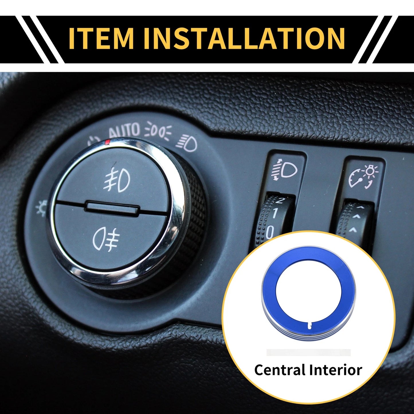 Headlight Control Switch Knob Cover Ring for Ford F-150 (2016-2021) Blue